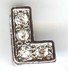 1 9mm Silver Slider with Rhinestones - Letter "L"